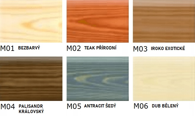 Olej na zahradní nábytek vzorník